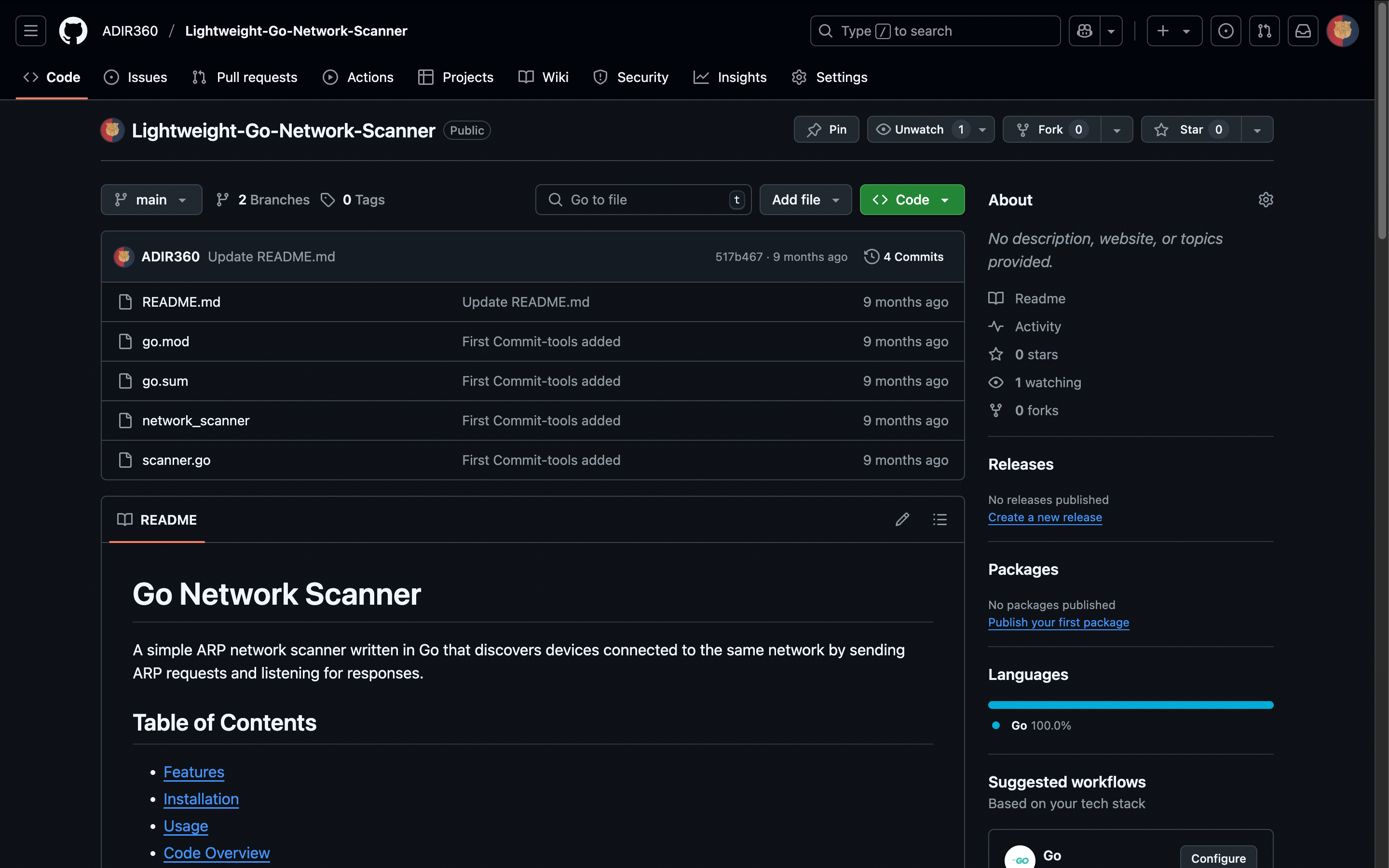 Light-Weight Go Network Scanner